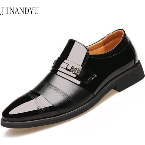 Man Business Dress Shoes Patent Leather Elevator Shoes for Men Loafers Fashion Brown Black Formal Leather Shoes Men Classic