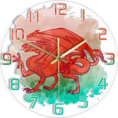 Welsh National Flag Ddraig Cymru Wall Clock For Bedroom Welsh Red Dragon Patriotic Home Décor Y Ddraig Goch Silent Wall Clock