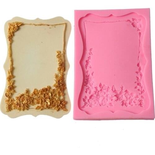 Vintage Mirror Frame Flower Mould Cake Fondant Gumpaste Mold Candy Cookie Chocolate Sugarcraft Lace Cake Decoration Baking Tool