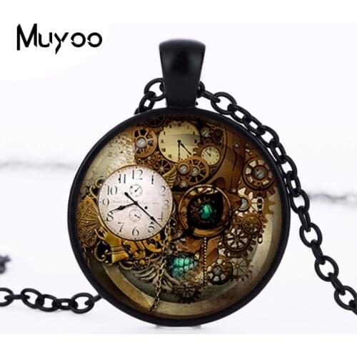 2017 new Steampunk Jewelry Accessories Steampunk Clock pendant Steampunk necklace Collier Steampunk Gears collar wholesale HZ1