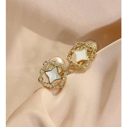 S925 Silver Ear Needle Stud Earrings Natural Fresh Water Pearl Zircon Brass/14k Gold Korea Fasion Jewelry for Women HYACINTH HOT