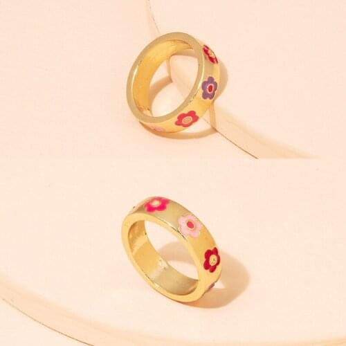 Fashion Love Ring Korean Enamel Rings Daisy Red Love Gem Yin And Yang Jewelry for Women Fashion Party T21F