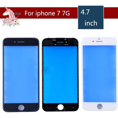 10pcs/lot For iPhone 7 7G Touch Screen Digitizer Lens Front glass LCD panel with frame bezel for iphone7 7g LCD External GLASS