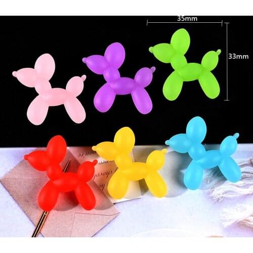 10Pcs Colorful Balloon Dog Flatback Resin Cabochons Scrapbooking for Phone Decor DIY Hair Bow CenterJewelry Making Accessories