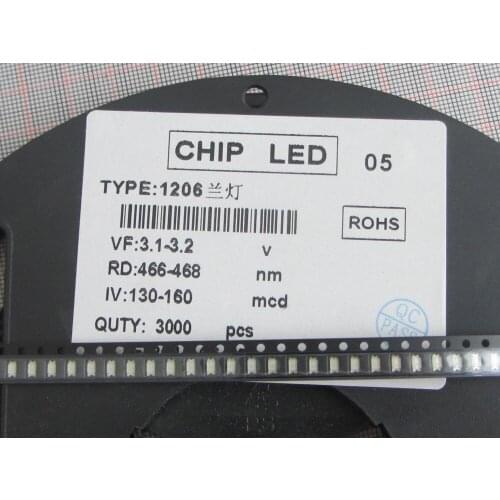 100pcs SMD Blue Led Diode 1206 Super Bright Blue SMD light-emitting diode LED Chip