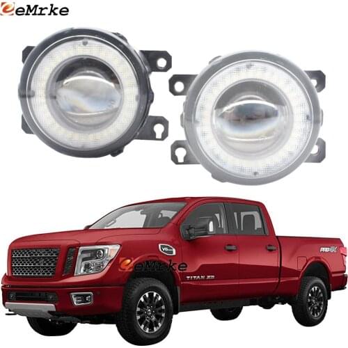 2 Pieces Car LED Lens Fog Lights Assembly Angel Eye DRL Daytime Runinng Light Lamp for Nissan Titan XD 2016 2017 2018 2019