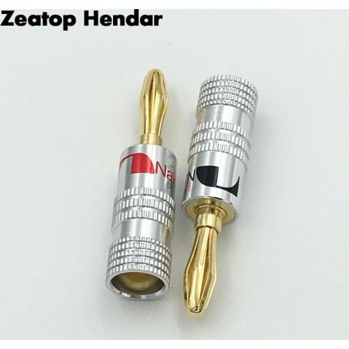 2Pcs High Quality New 24K Gold Speaker Nakamichi 4mm Banana Plugs for Video Speaker Connector Black Red Color