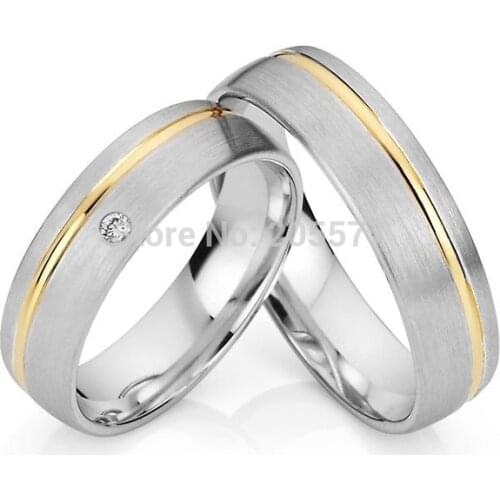 2014 fashion classic jewelry silver color Gold Plating Inlay titanium Engagement Wedding Rings Sets pair titan trauringe