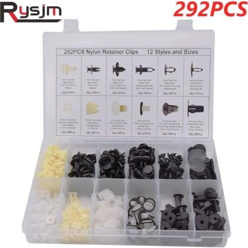 292pcs Universal Car Fender Bumper Mixed Nylon Rivet Fixed Clip Car Body Fastener with box plastic push pin set for honda Civic