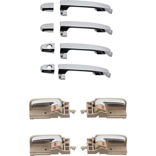 8PCS CHROME EXTERIOR BEIGE CHROME INTERIOR DOOR HANDLE For TOYOTA Corolla 2003 2004 2005 2006 2007 2008 2009 2010-2013