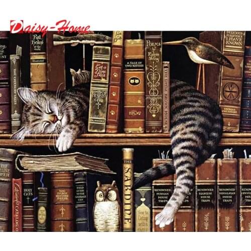 5D DIY Diamond Embroidery Animal Cat Mosaic Kits Diamond Painting Full Square Drill Cat Cross Stitch Book Rhinestones Art