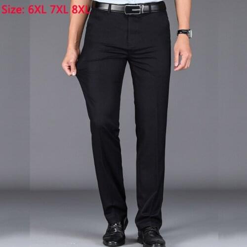New Arrival Spring Fashion Men Black Elastic Trousers Long Pants Super Large Super Big Brand Casual Full Length Size 38-44 46 48