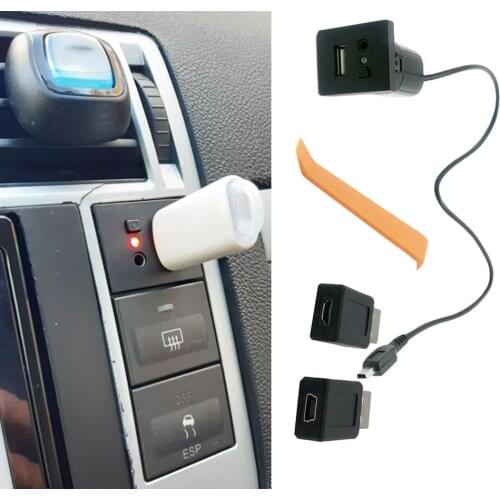 Black USB Adapter AUX Input Mini Cable USB Slot Interface Socket Button Switch For Ford Focus 2 mk2 2009 2010 2011