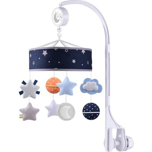 Baby Rattles Crib Mobiles Toy Bed Bell Musical Box 0-12month Cloud Cotton Carousel for Cots Projection Sensory Toys