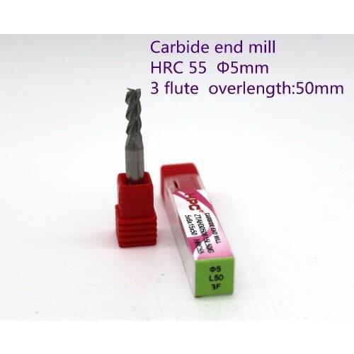 Blade diameter 5mm overlength:50mm of 3 flute HRC55 carbide end milling tungsten knife CNC machine tool parts mills cutter