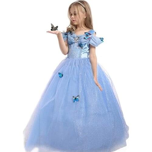 FINDPITAYA Girl Dress Princess GrayGirl Costume Butterfly Kids Sleeveless Party Dresses Halloween Kids Pageant Cosplay Fantasy