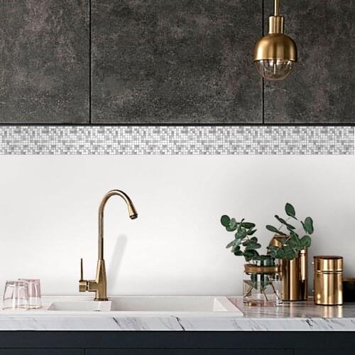 Funlife® Mosaic Easy to Clean Wall Stickers Peel & Stick Waterproof Tile Stickers Self-Adhesive Kitchen Backsplash Wall Border