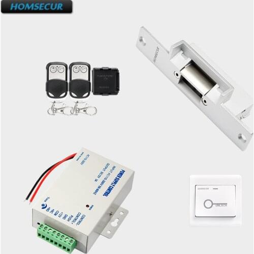 HOMSECUR Door Access Control Accessories with Power Supply+ Remote Controller+Exit button+NC Strike Lock