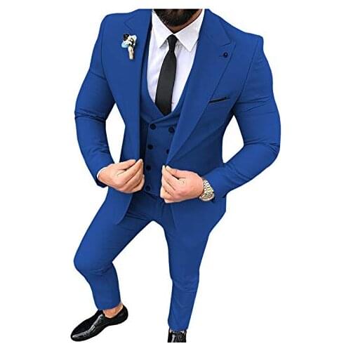 Beige/Black Men Suit 3 Pieces Slim Fit Casual Notched Lapel V Neck Groomsmen Tuxedos Men Suits for Wedding(Blazer+Vest+Pant)