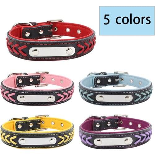 Leather Dog Collar Personalized Engraved Puppy Cat Dog Tag Collar With Nameplate For Small Medium Large Dogs Beagle Dropship