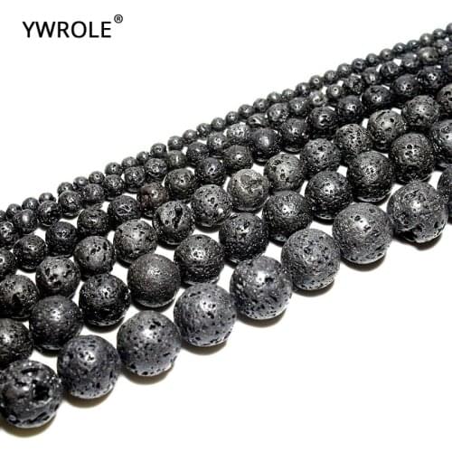 Wholesale Black Volcanic Lava Round Natural Stone Beads For Jewelry Making 4/6/8/10/12/14 Mm Strand 15'' DIY Necklace Bracelet