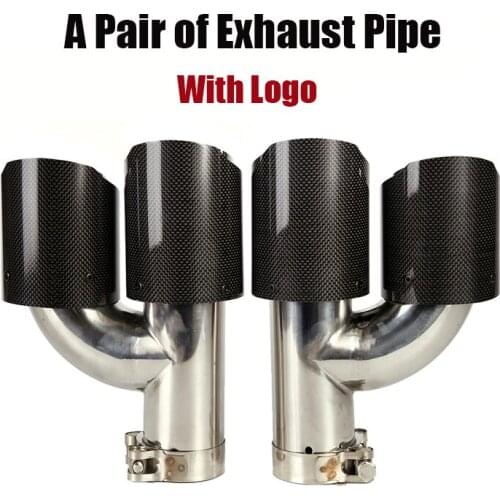 2pcs 63mm In 89mm Out Exhaust Muffler Car Round Tail Pipe Modified End Tips Glossy Carbon Fiber Mount On Universal SUV