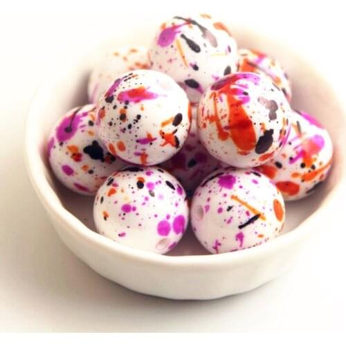 Kwoi vita Halloween 20mm 100pcs Colorful black Orange Purple splash beads for Chunky beads Necklace Jewelry