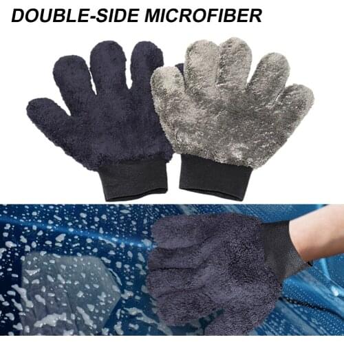 Car Wash Mitt Microfiber Paw Shaped Wash Glove Double-side Non Scratch Thick Cloth Durable Car Washing Accessory