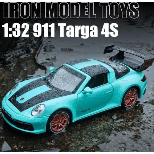 1:32 911 Targa 4S Supercar Alloy Car Model Die Cast Toy With Pull Back Sound and light Childrens Toy Collectibles Free Shipping