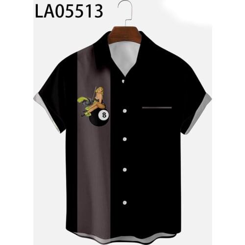 2021 Summer Short-sleeved Shirt Billiards 3D Digital Printing Mens Top