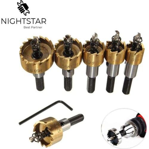 Binoax 5pcs HSS Carbide Tip Drills Bit Hole Saw Set Stainless Steel Metal Alloy 16/18.5/20/25/30mm Pocket Hole Jig