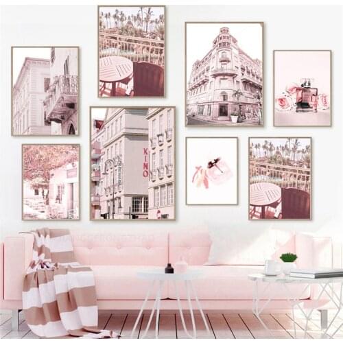 Pink Italy Street Landscape Perfume Wall Art Canvas Painting Posters And Prints Wall Pictures For Living Room Decor Aesthetics