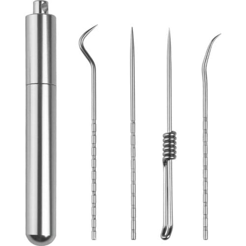 Stainless Steel Toothpick Set With Portable Toothpick Holder Outdoor Household Travel Seal Storage Container Box Case