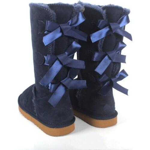 2020 new fashion 100% genuine cowhide leather snow boots rhinestone classic women high boots warm winter womens shoes