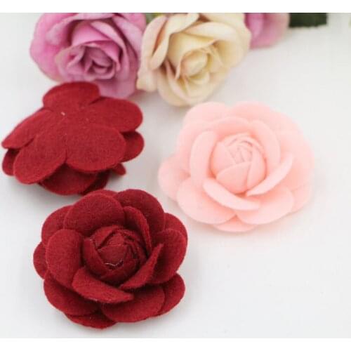 New Design Colorful Printing Cartoon Camellia Shape Handmade Fashion Rose Flowers Diy Garments/Brooch Accessory Jewelry Hair