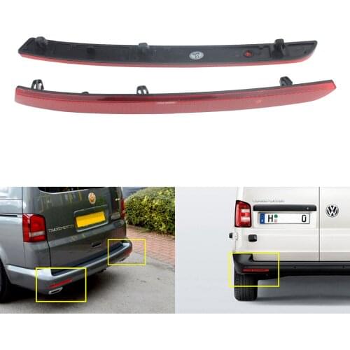 ANGRONG 2x Red Rear Bumper Reflector 12+ For VW T5 Transporter Multivan Caravelle facelifted