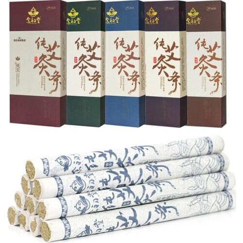 10 pcs / boxs Chinese Traditional Moxa Roll Moxa Stick Moxibustion Pain Relief Burning Sticks 3 / 5 / 7 / 10 years old