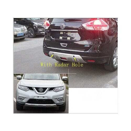 Front + Rear Bumper Protector Guard Skid Plate For Nissan Rogue X-Trail 14-16