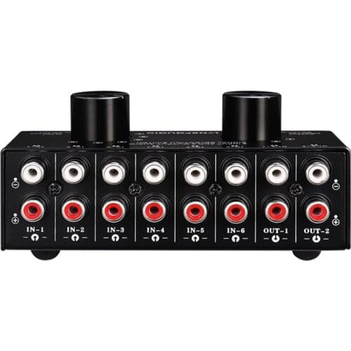 Switcher 6 in 2 Out or 2 in 6 Out Headphone Speaker Switcher Stereo Sound Source Signal Selection Switcher, Interface Adopts RCA