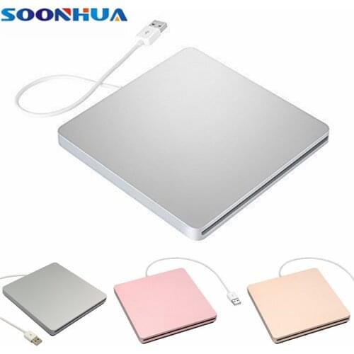 SOONHUA Portable Slim Slot Load USB External Drive Support DOS CD RW DVD RW CD DVD ROM Player Drive For Laptop Desktop Notebook