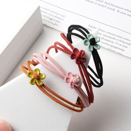Fashion Women Flowers Hair Bands Girls Simple Basic Ties Scrunchie Female Ponytail Holder Rubber Bands Headband Hair Accessories