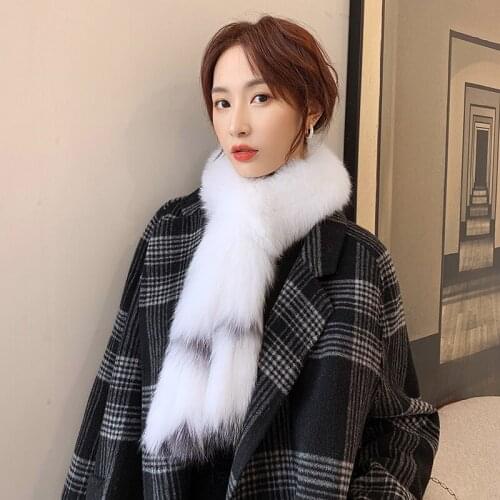 Lantafe Fox Fur Scarf Women Scarfs Natural Fur White Scarf Winter Accessories Keep Warm Outdoor Beautiful Real Fur Hair Scarf
