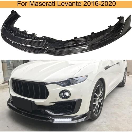 Car Front Bumper Lip Spoiler For Maserati Levante 2016 - 2020 Carbon Fiber Front Bumper Lip Apron Chin Spoiler Splitters