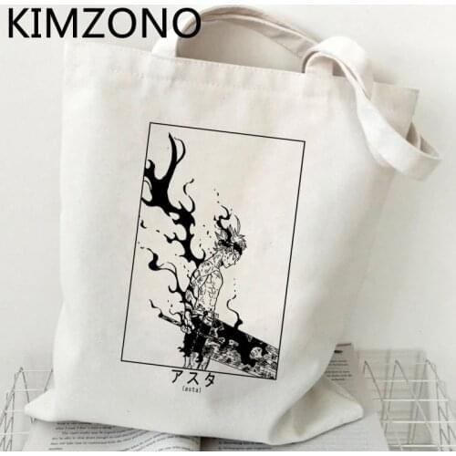 Black Clover shopping bag grocery jute bag bolsa tote shopping recycle bag bag net bolsa compra cloth grab