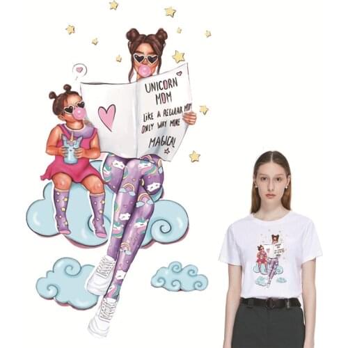 Super Mom Iron-on Transfers Patches For Clothing Vinyl Thermo Stickers Applique Diy Heat Thermotransfer Stripes On Clothes Set