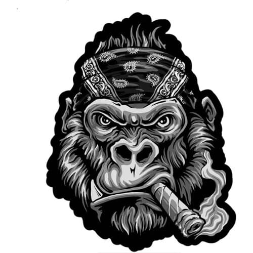 Beautiful Car Sticker High Quality Bandana Gorilla Patch Smoking Covering The Body Vinyl Decals KK Vinyl 14cm X 17.5cm