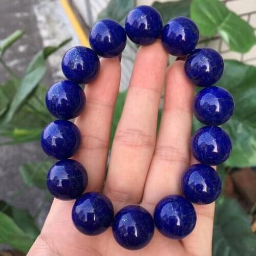 Top Quality Natural Lapis Lazuli Royal Blue Gemstone Women Men Bracelet Round Beads 15.5mm Fashion Jewelry AAAAAAA