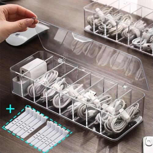 Cable Storage Box Desktop Storage Box For Data Line USB Wire Makeup Jewelry Organizer Office Desk Stationery Organizer
