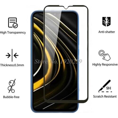 For Xiaomi Poco M3 Tempered Glass Phone Screen Protector 2.5 9H Safety Protective Glass On Little Pocophone Front Cover Film