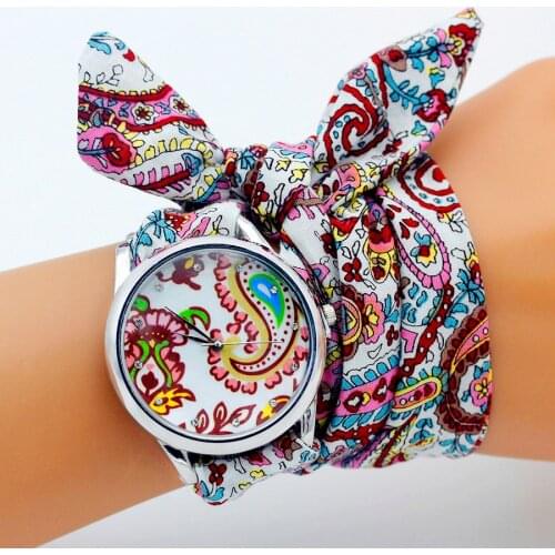 Shsby new square Ladies flower cloth wristwatch fashion women dress watch high quality fabric watch sweet girls Bracelet watch